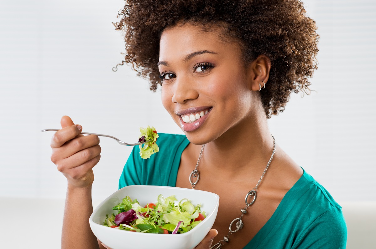 girl eating healthy food