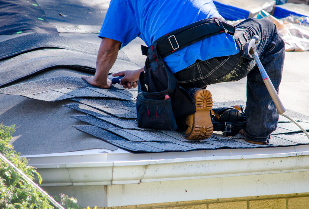 Roof being fixed