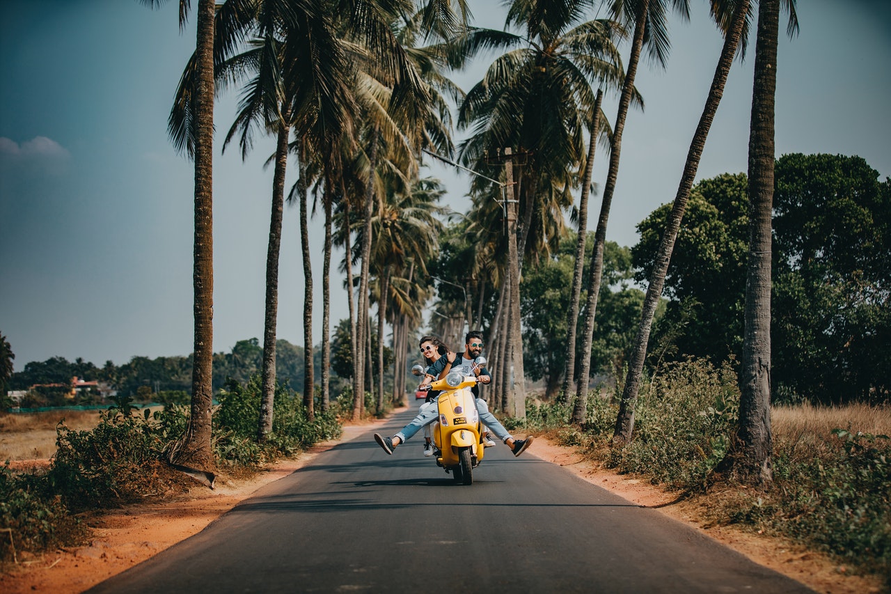 couple on a motorbike