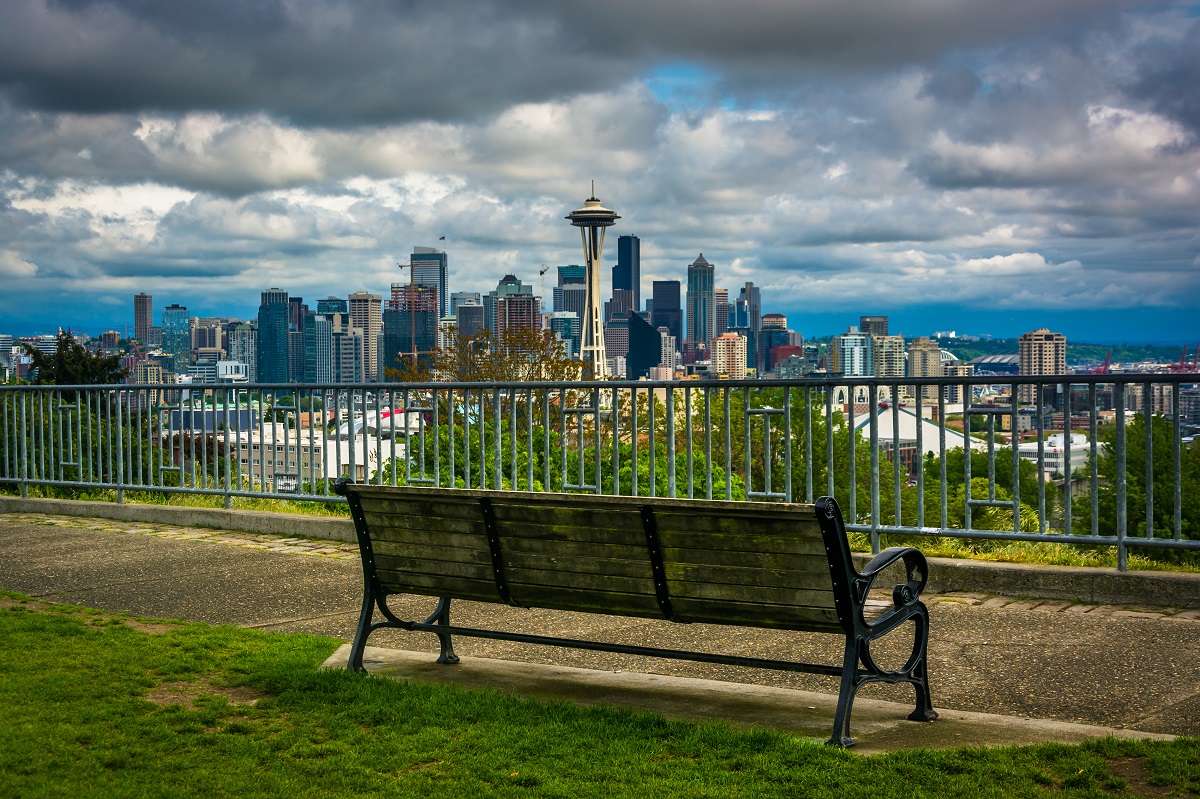 Seattle bench cloudy