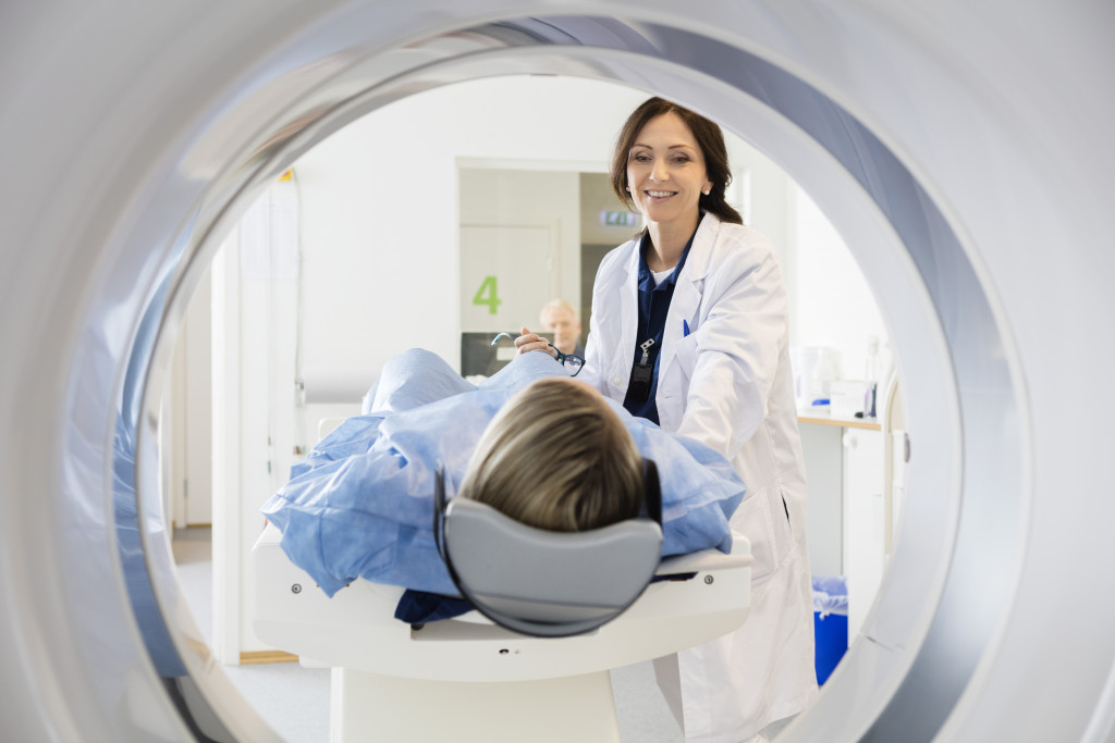 patient getting inside the mri machine