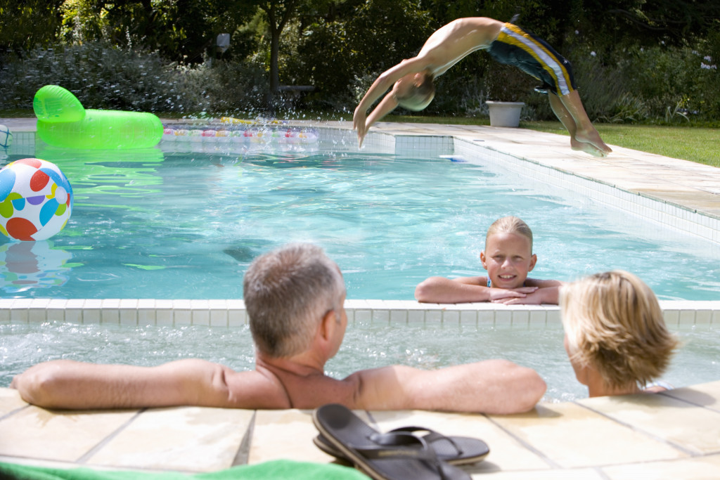 Enjoying a swimming pool at home