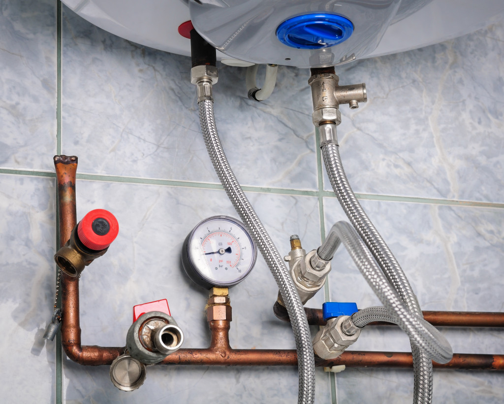 Pipes under the bathroom sink