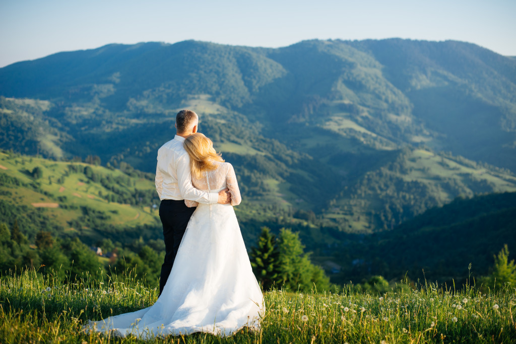 celebrating a wedding in the mountains