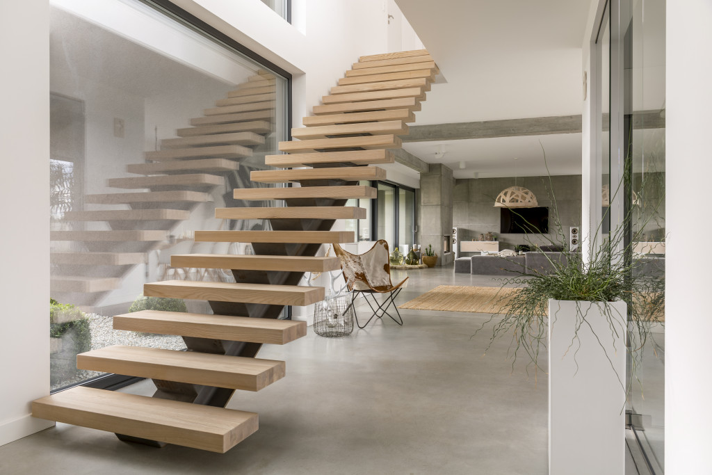 minimalist stairs in modern villa